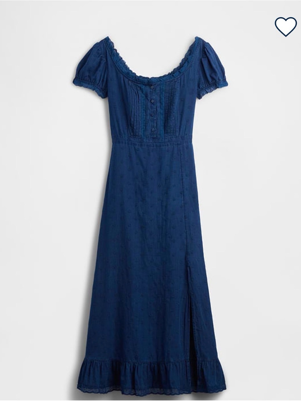 GAP Indigo Puff-Sleeve Button-Front Maxi Dress